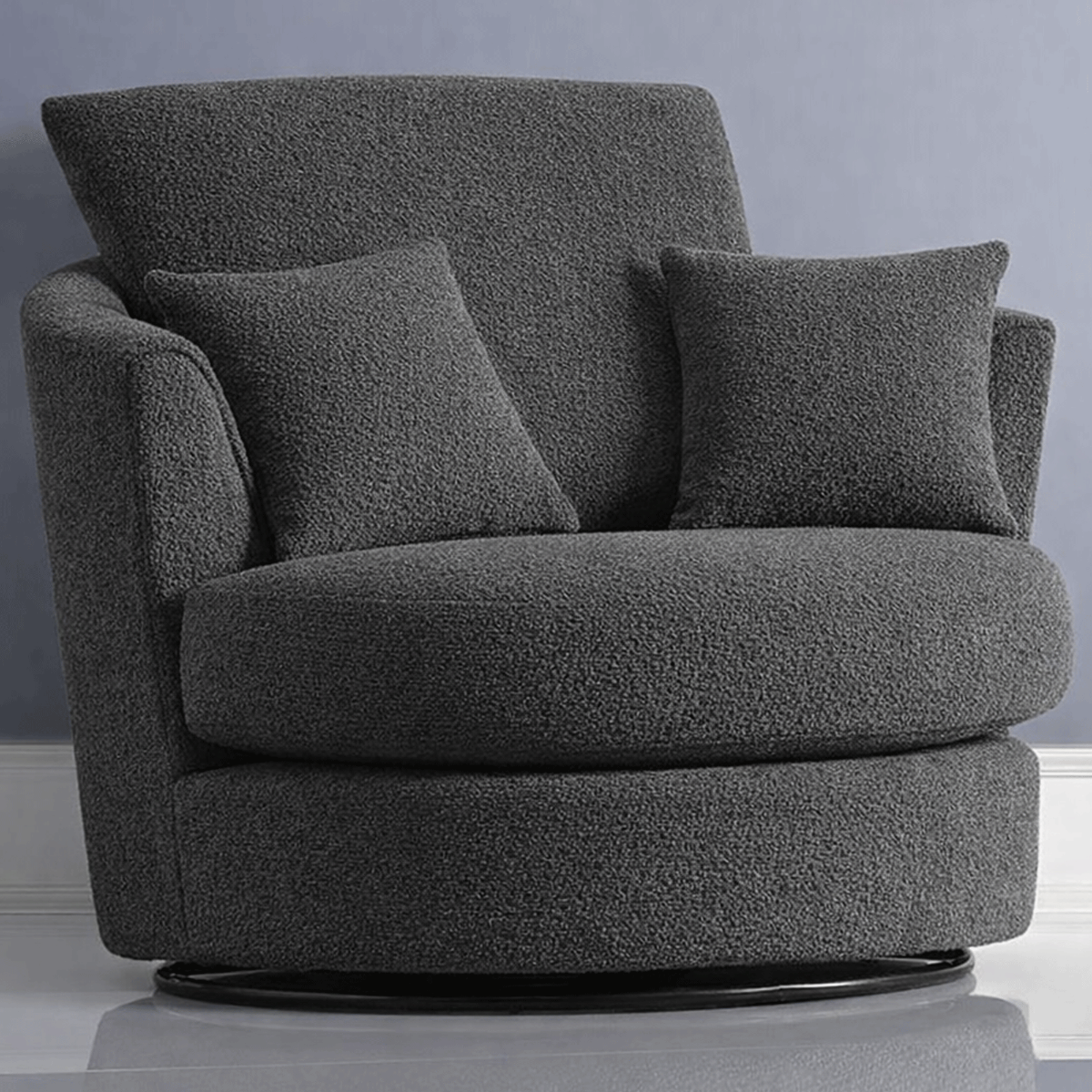 BELVANO Boucle Fabric Swivel Chair - Slate Grey - Home Done