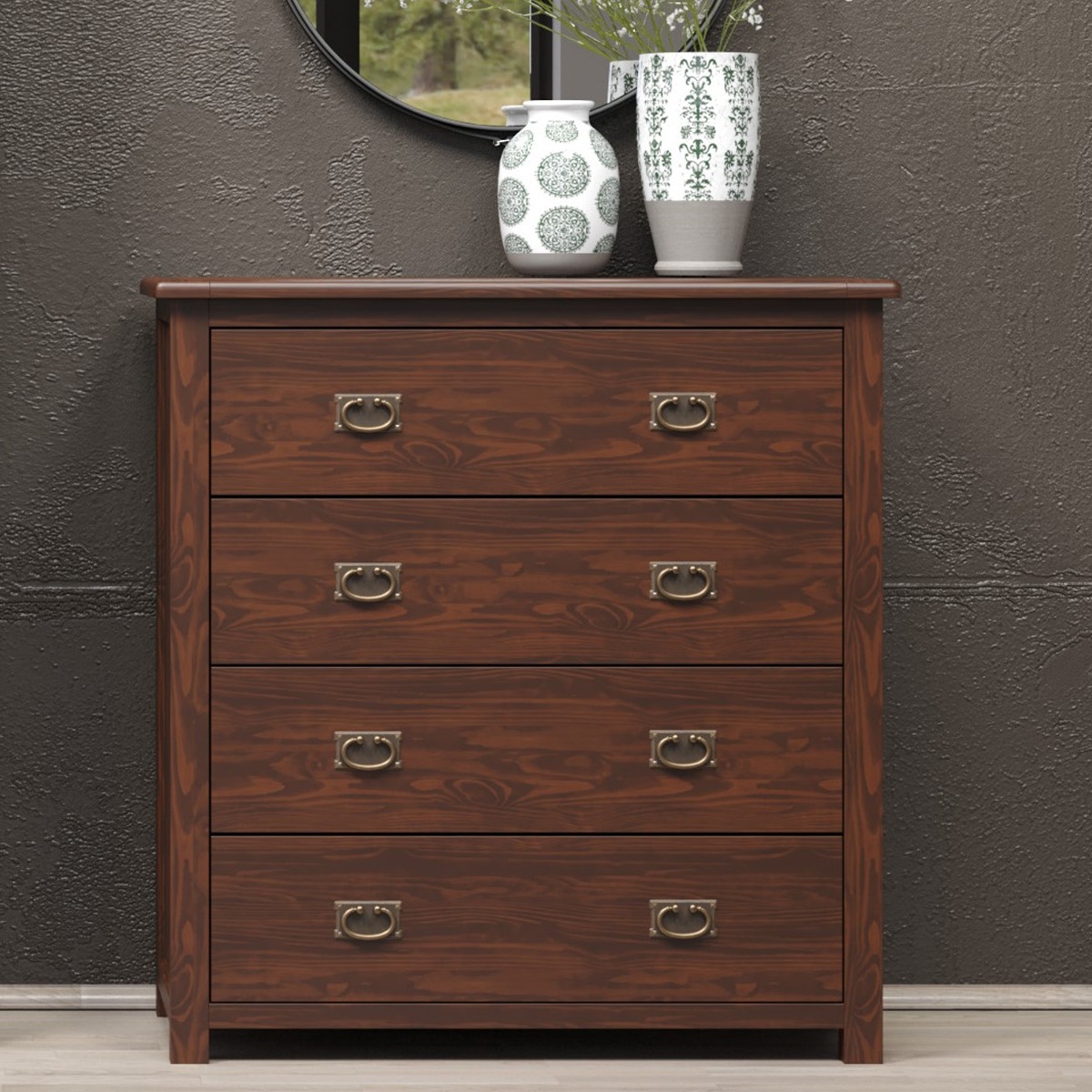 BRADFORD Pine Finish Chest of Drawers - Medium-sized, 4 Drawers - Colton & Sawyer