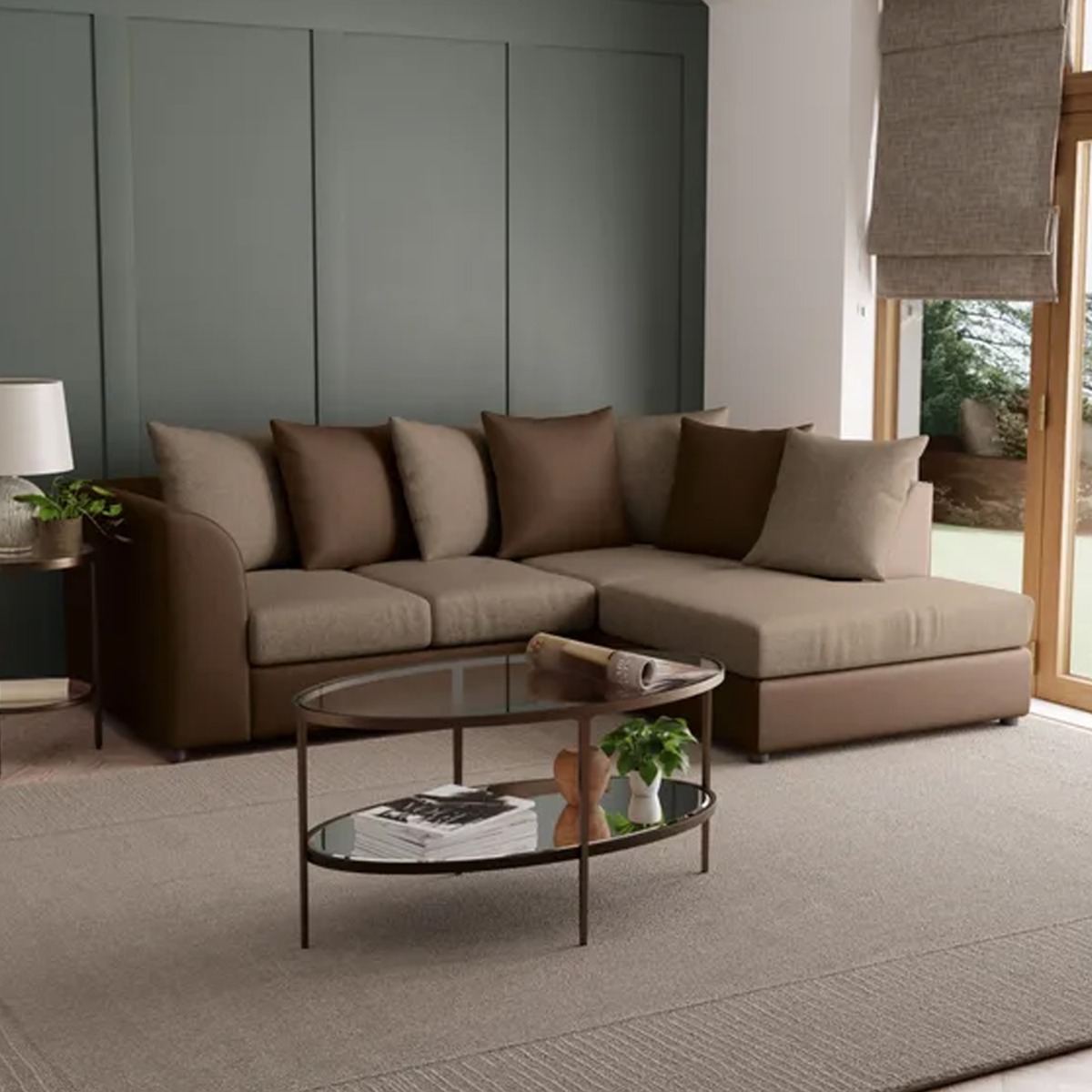 Blake Soft Faux Leather Chocolate Corner Sofa - Right and Left Arm - Home Done