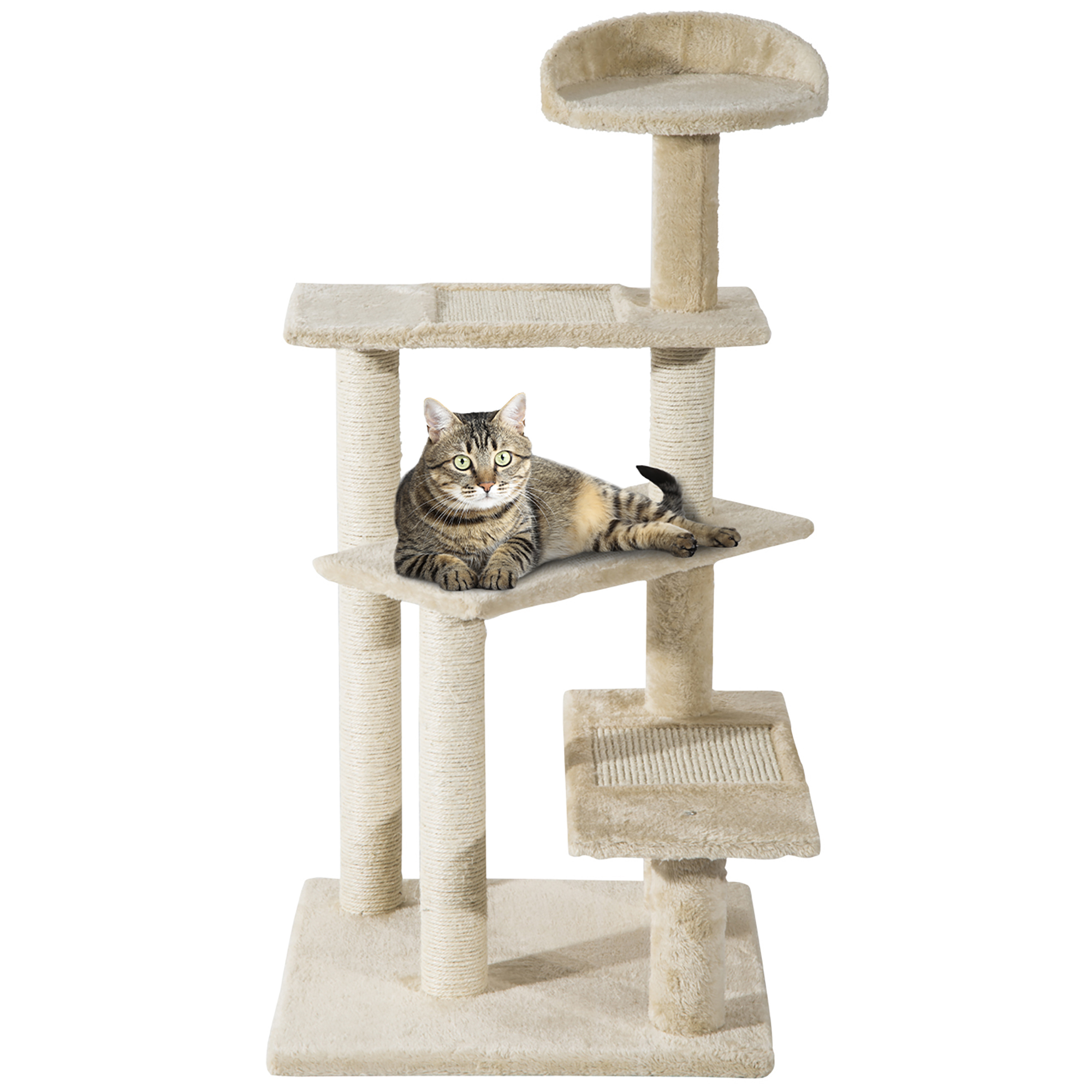 Cat Tree Kitten Scratch Scratching Scratcher Sisal Post Climbing Tower Activity Centre Beige - Life Essentials