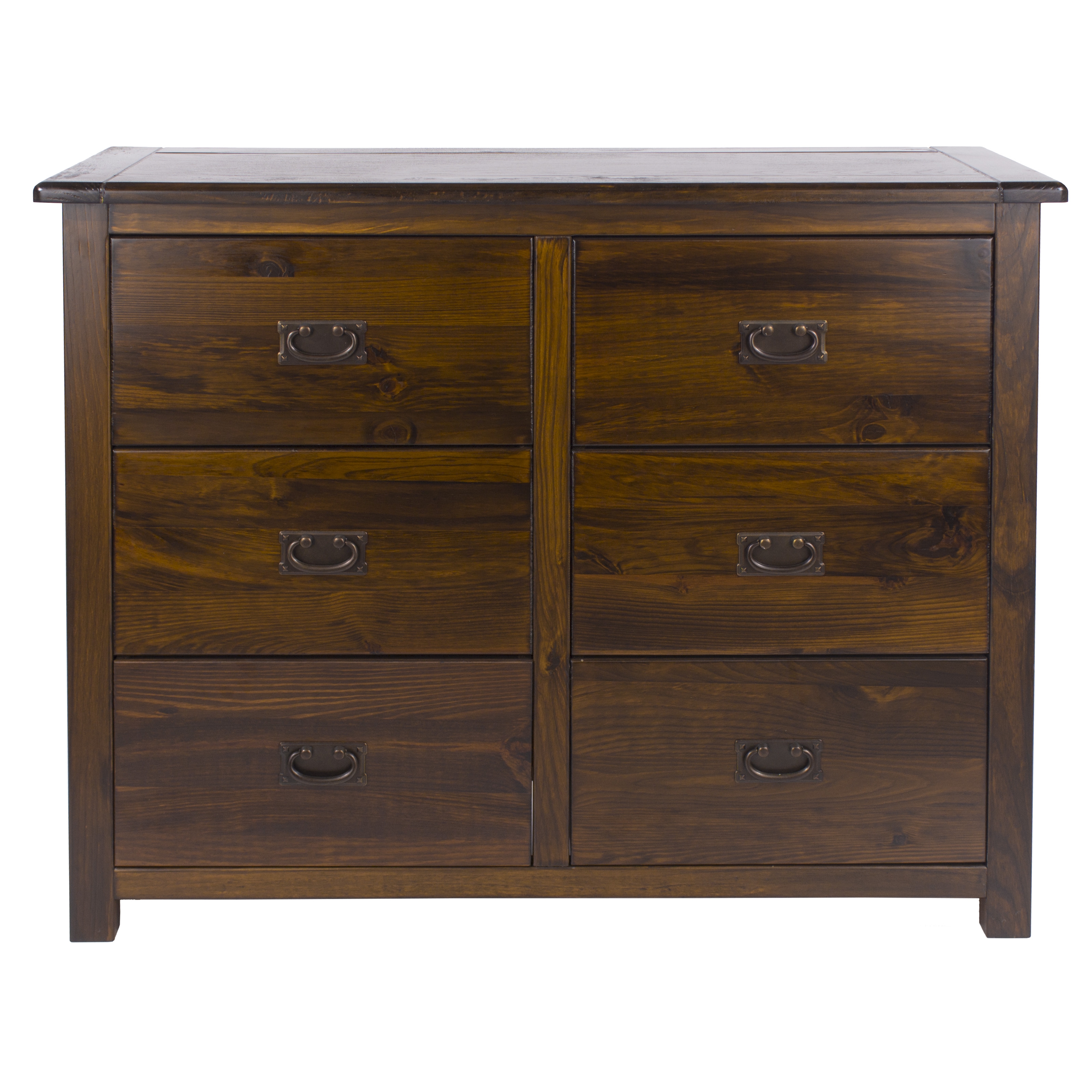BRADFORD Pine Finish Chest of Drawers - Large-sized, 6 Drawers - Colton & Sawyer