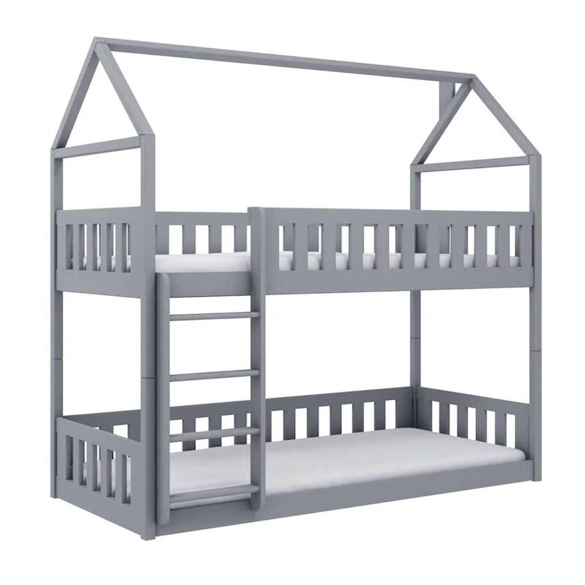 Zeke Fox Wooden Bunk Bed with Foam/Bonnell Mattress - Grey - Art Nest