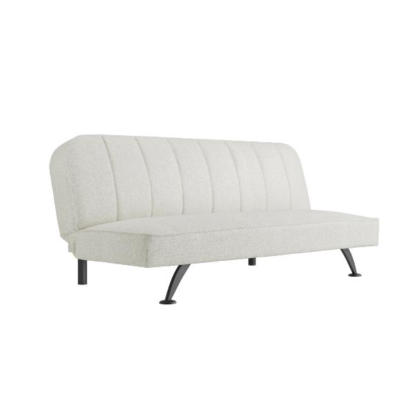 Brighton Sofa Bed with Matte Black Legs - Ivory Boucle - Leeds Plywood