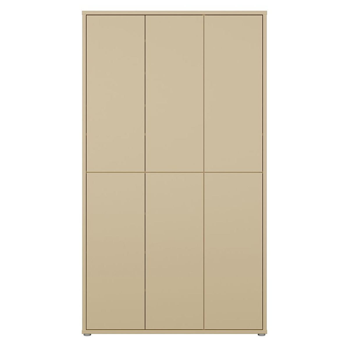 SOLARA Tall Shoe Cabinet with 6 Push to Open Doors - Butter Yellow