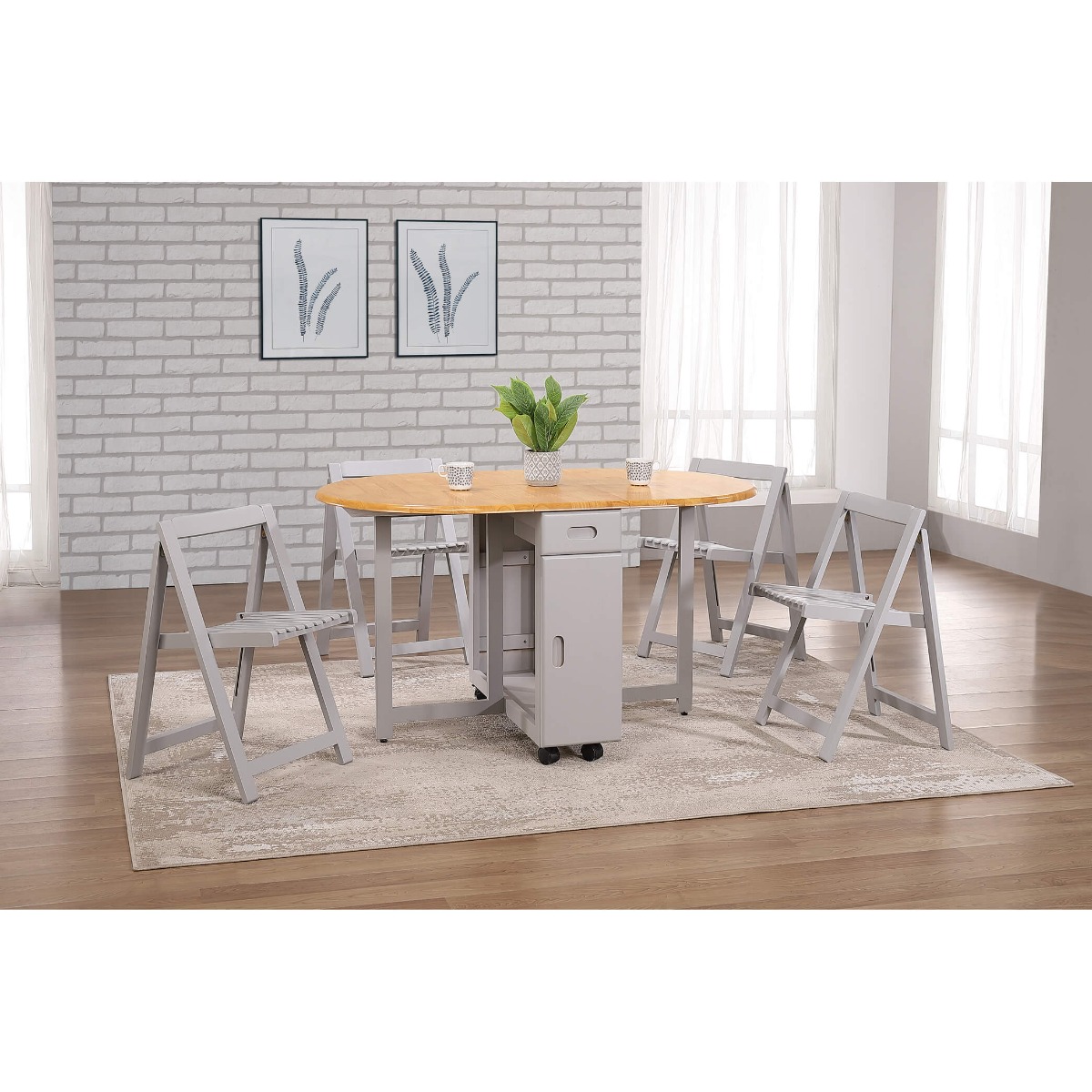 Helston Butterfly Dining Set with 4 Chairs - Grey and Oak - Sigrid Mills