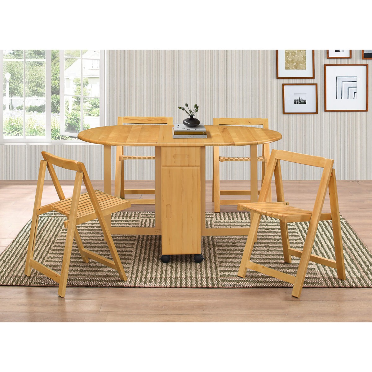 Helston Butterfly Dining Set with 4 Chairs - Oak - Sigrid Mills