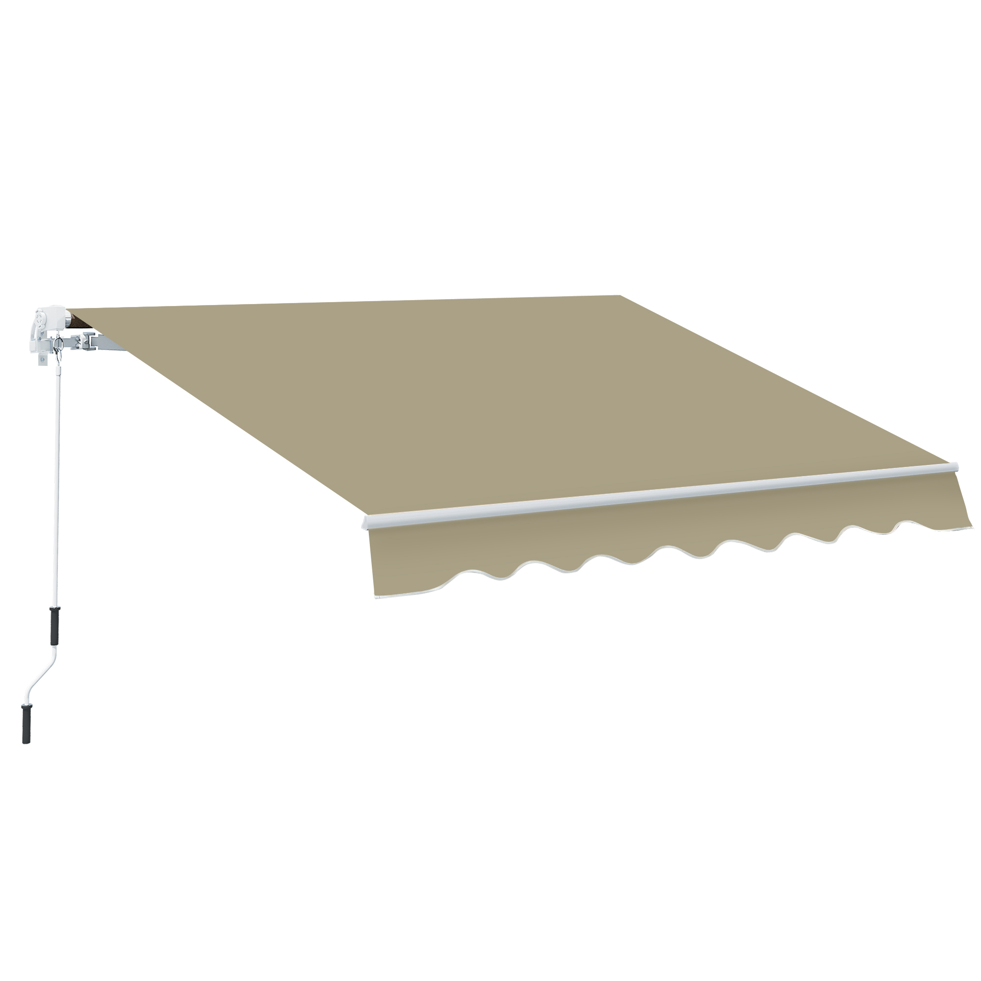 2.5x2 m Manual Retractable Awning-Beige Canopy/White Frame - Life Essentials