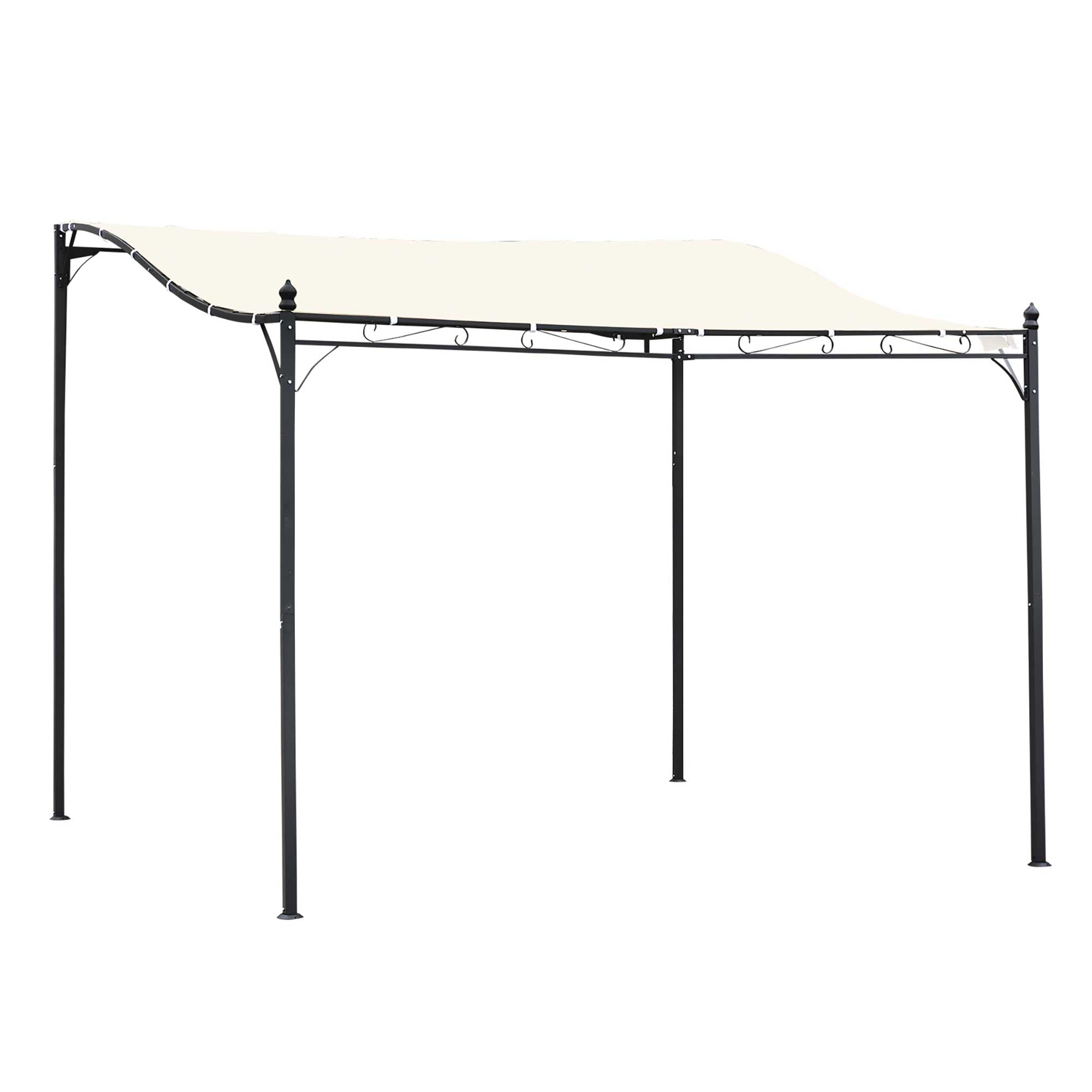 Elegant Pergola Gazebo Metal Frame Elegant Scrolling Weather-Resistant Canopy Sun Rain Shade Garden Outdoor Shelter 3x3(m), Cream White - Life 