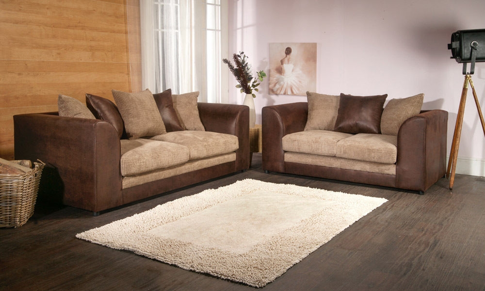 Benson 3 Seater and 2 Seater Sofa Set - Brown and Beige - Home Done