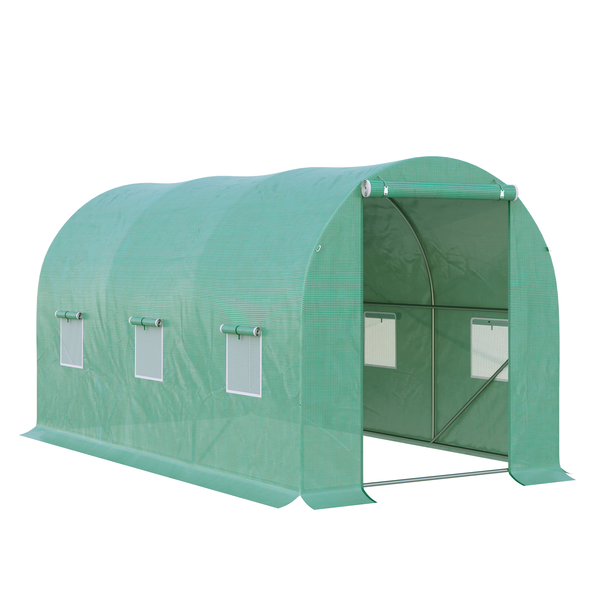 4L x 2W x 2H M Greenhouse Walk-in Polytunnel Outdoor Garden Flower Vegetable Planter 25mm Diameter Galvanised Steel Frame w/ Zipped Door - Life 