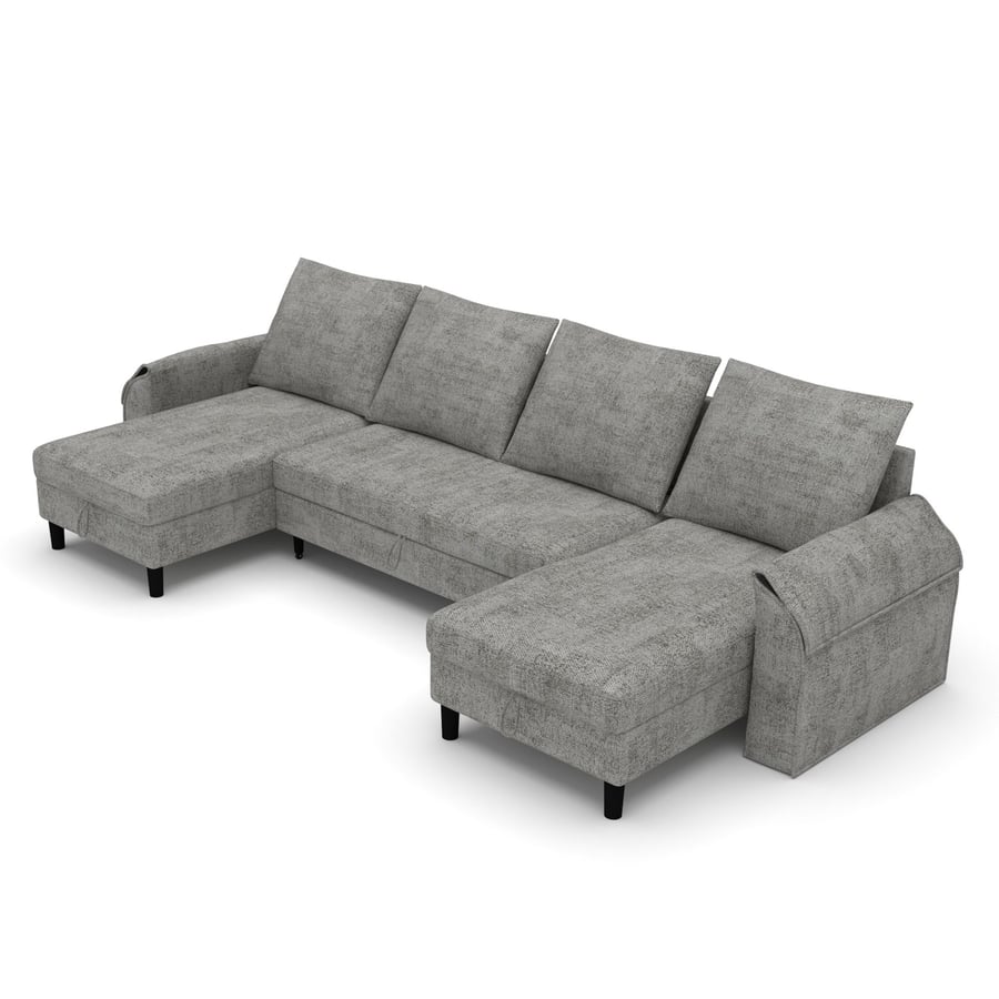 STOCKBURY Fabric 4 Seater U Shaped Corner Sofabed - Grey - Avellino & Wells