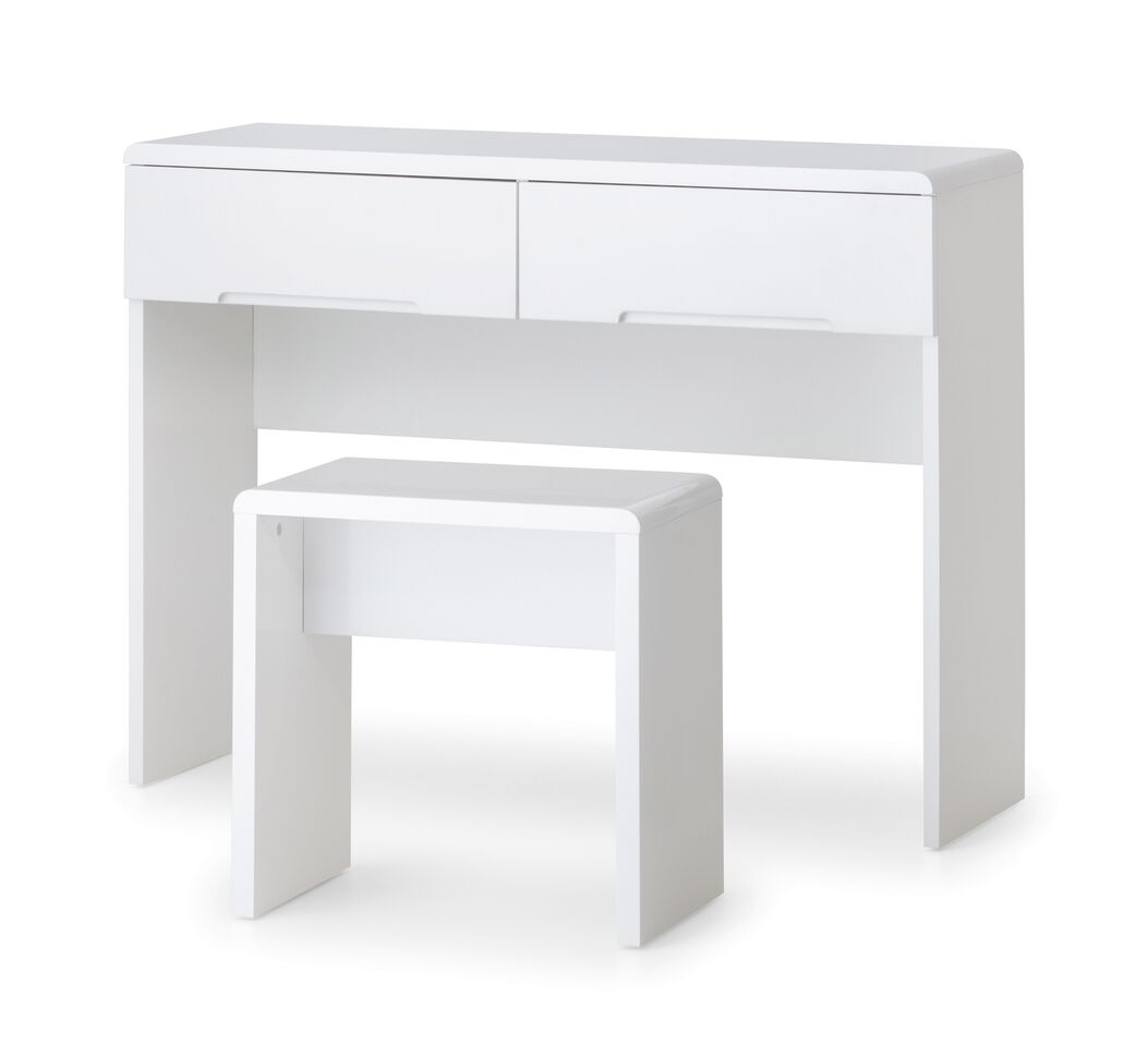 Dressing Table - MANHATTAN 2 Drawer Dresser High Gloss White 100cm - JB Collections
