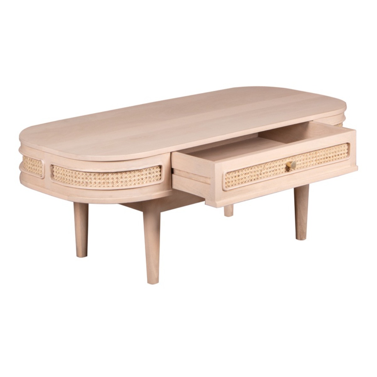 Roberts Cane & Mango Wood Coffee Table with Drawer - Elfrida Interiors