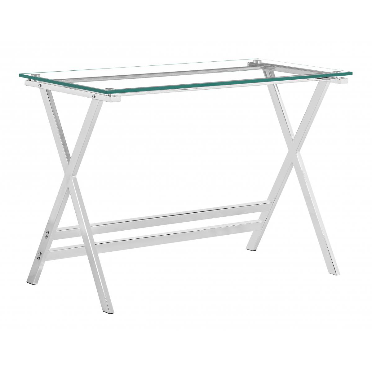 Helston X-Shaped Metal Frame with Glass Top On Console Table - Sigrid Mills