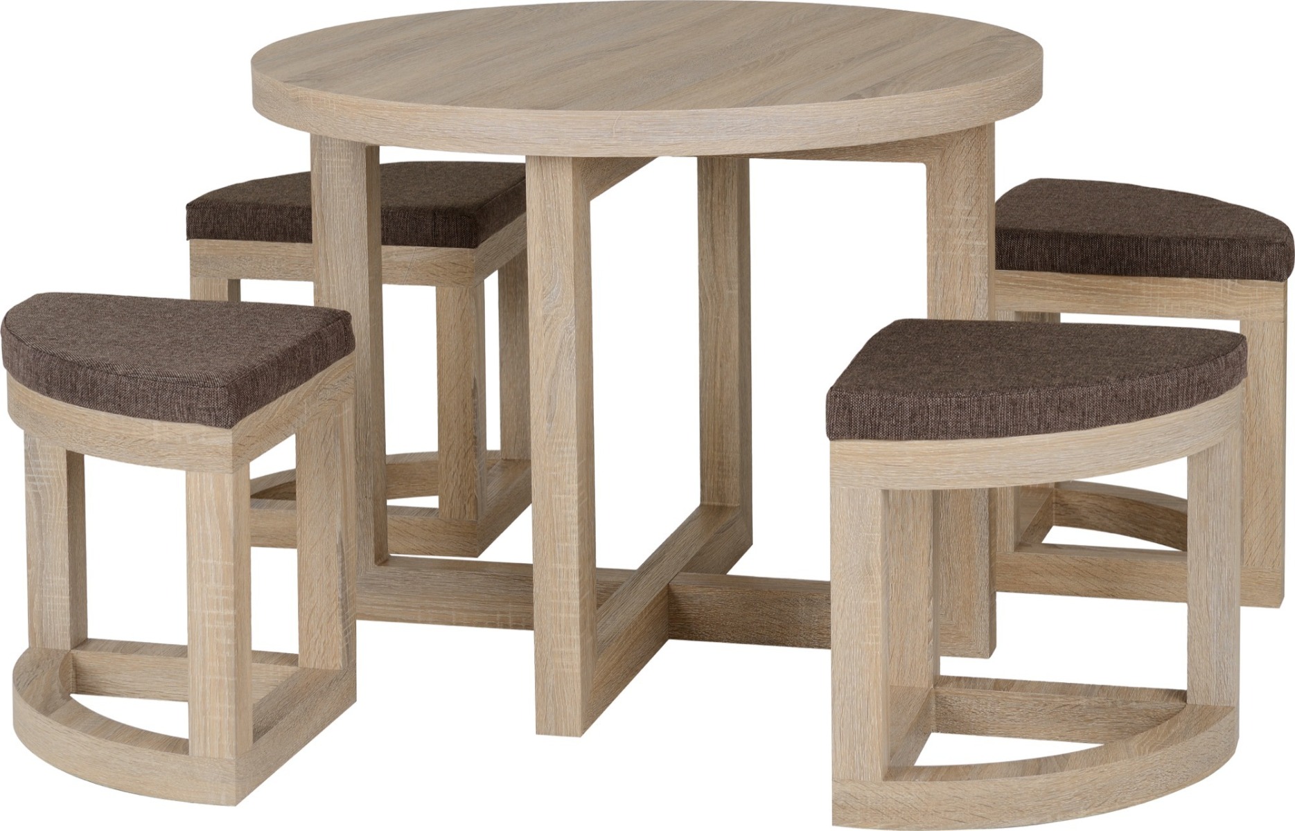 Cambourne Stowaway Dining Set - Sonoma Oak Effect Veneer Brown Linen Fleck - Budget Deals