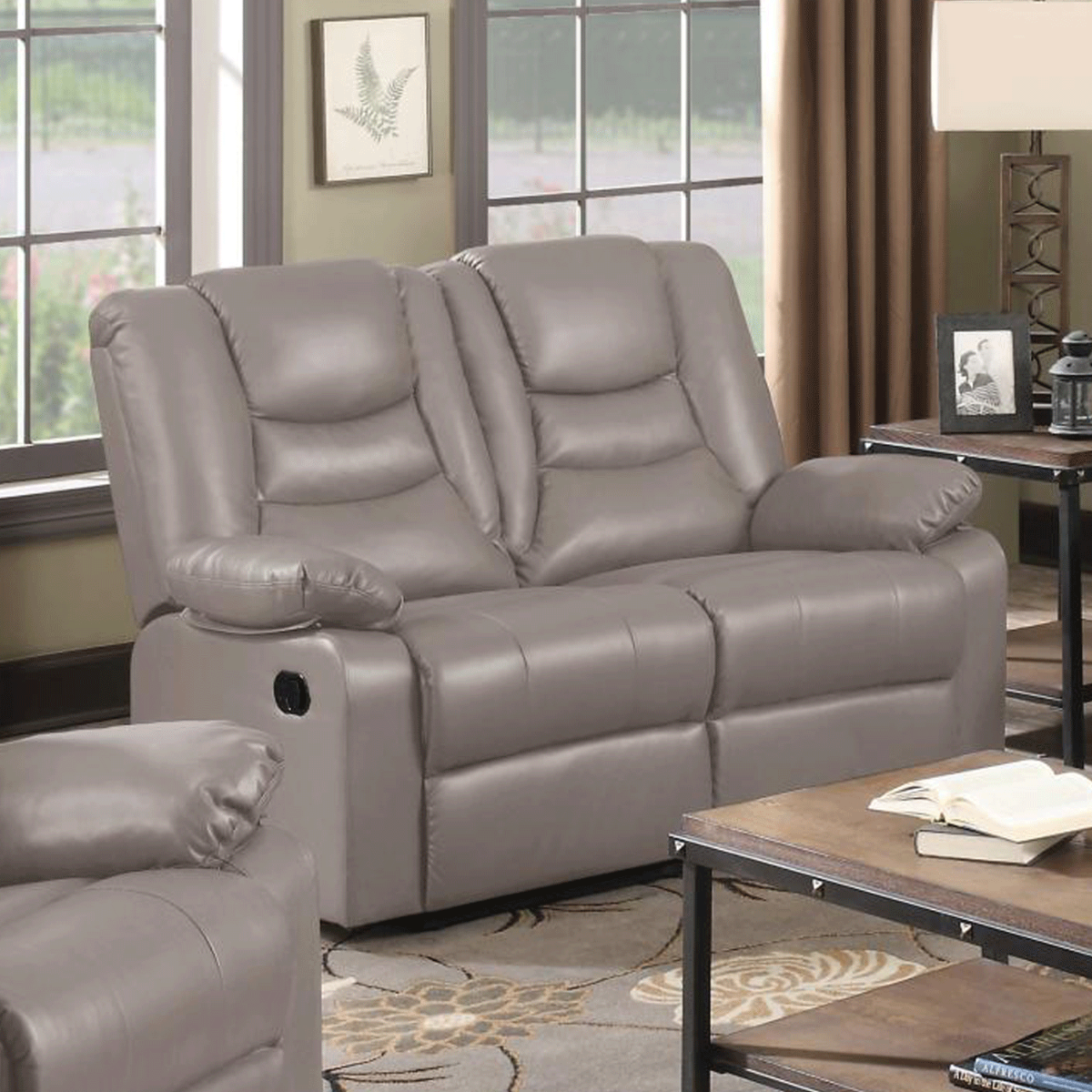 CROWLAND Leather 2 Seater Recliner Sofa - Cappuccino