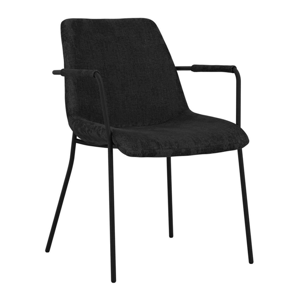 CARVEN Velvet Dining Chairs with Arms Set of 2 - Black - Leeds Plywood
