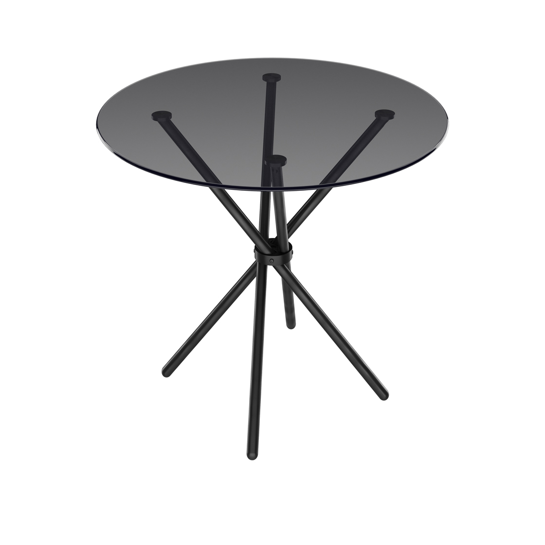 CASORA Round Dining Table with Black Legs - Smoked - Leeds Plywood