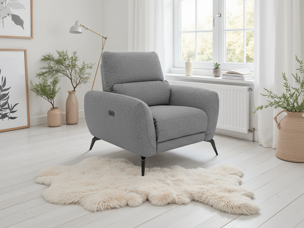 ESVIRO Fabric Electric Recliner Amrchair - Grey - Sofa So Good