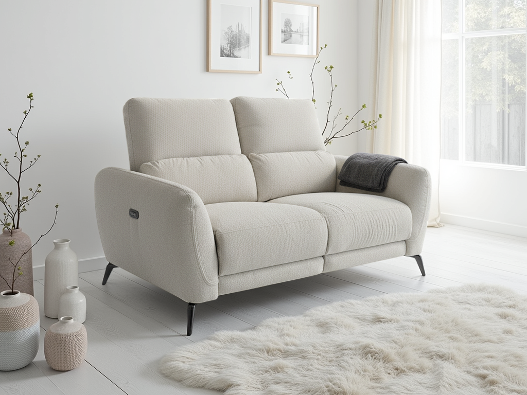 ESVIRO Fabric 2 Seater Electric Recliner Sofa - Beige - Sofa So Good