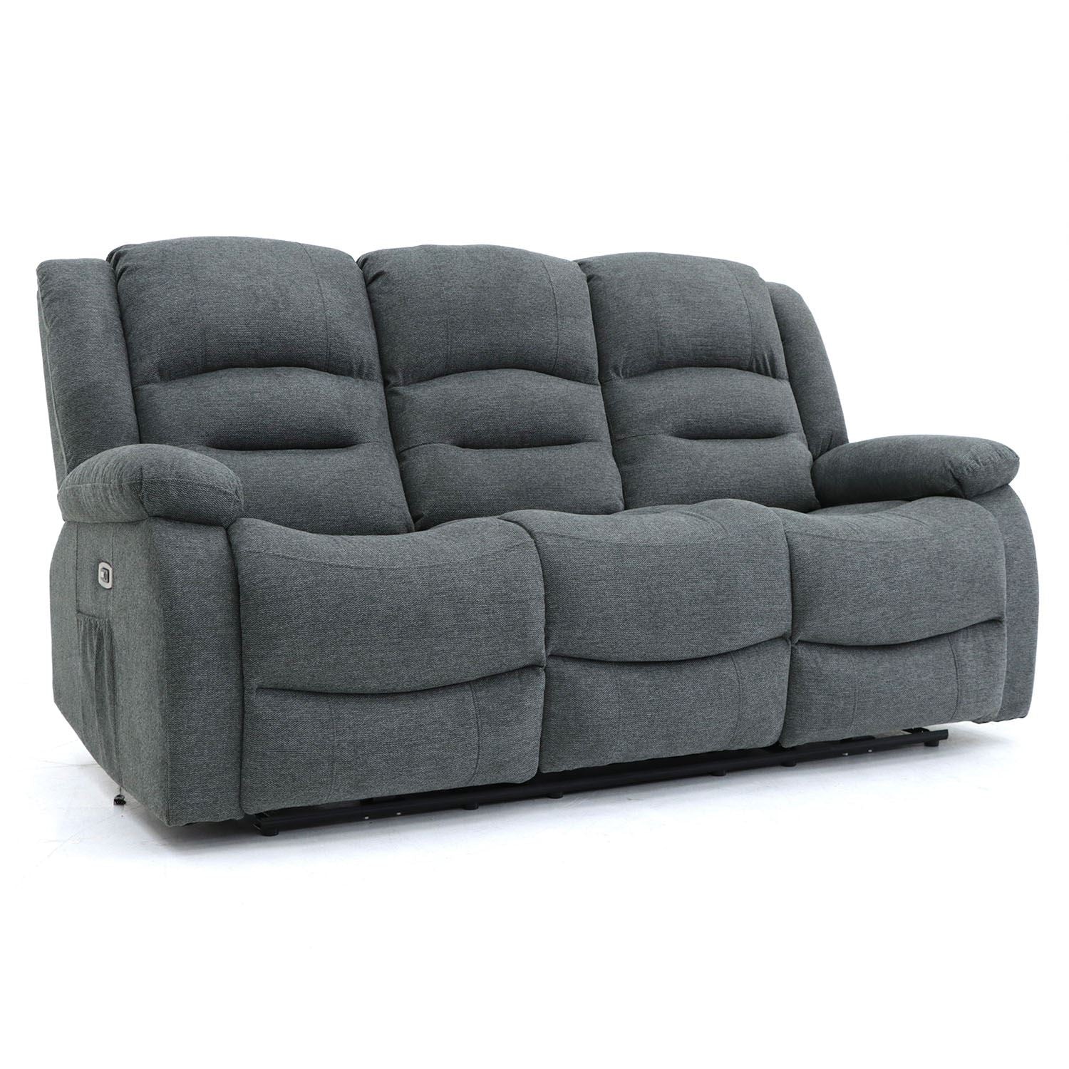Recliner Sofa - Mark Faux Leather 3 Seater Recliner Sofa Graphite 192cm - Sofa So Good