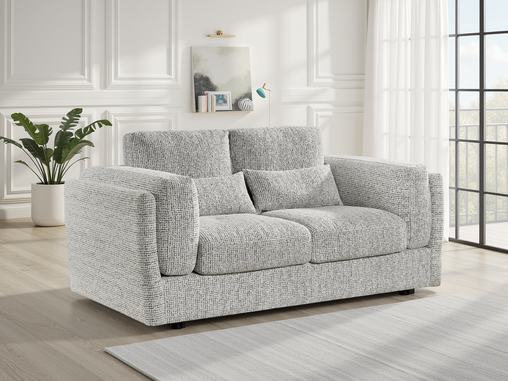 HAVERIO Fabric 3 and 2 Seater Sofa Set - Grey - Sofa So Good