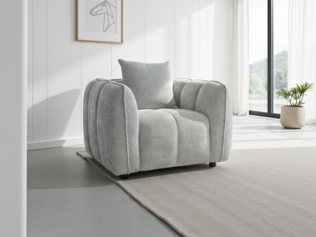 SERINZE Fabric Armchair - Grey - Sofa So Good