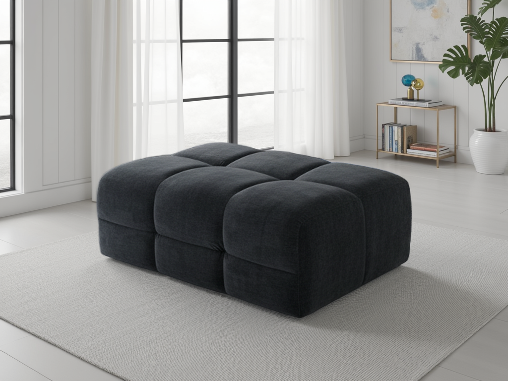 STACIE Fabric Footstool - Black - Sofa So Good