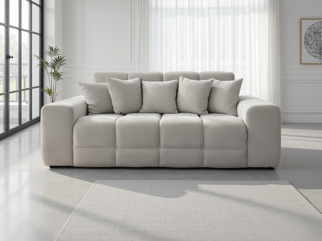 STACIE Fabric 3 Seater Sofa - Cream - Sofa So Good