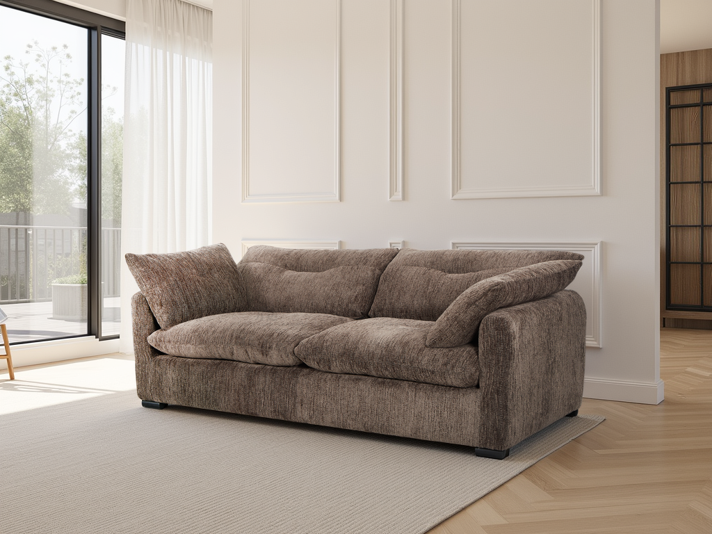 HAWKSTONE Fabric 3 Seater Sofa - Brown - Sofa So Good