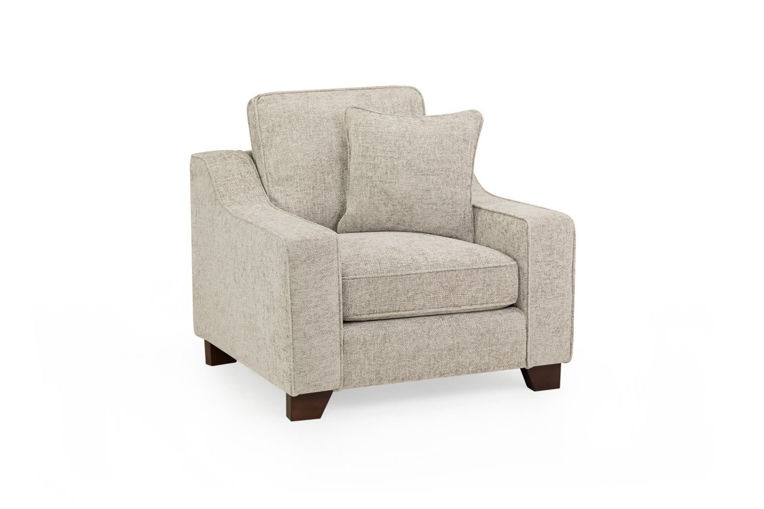 Armchair -KAMILA Plush Fabric Armchair Sofa Stone 104cm - Sofa So Good