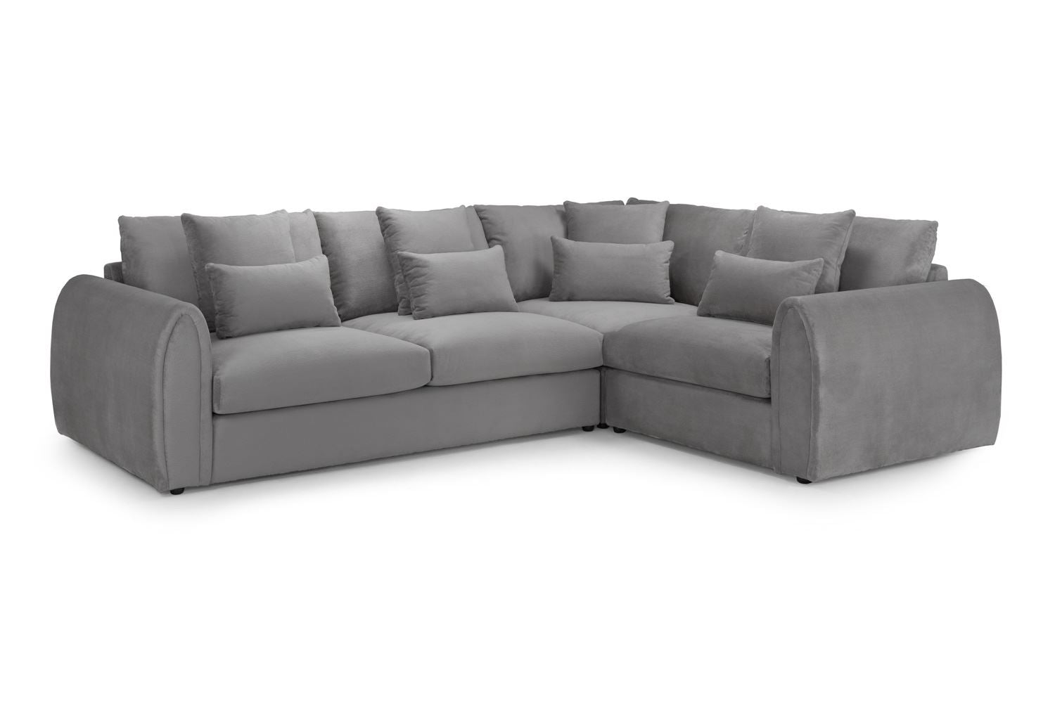 Corner Sofa - ANDREW Velvet Right Hand Corner Sofa Grey 305cm - Sofa So Good