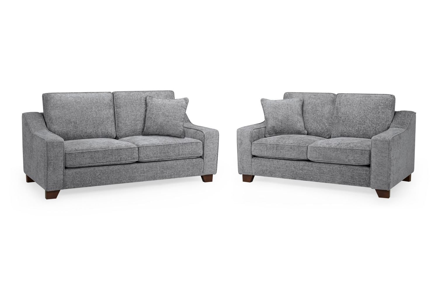 Sofa Set - KAMILA Plush Fabric 3 Seater and 2 Seater Sofa Set Slate 196cm - Sofa So Good