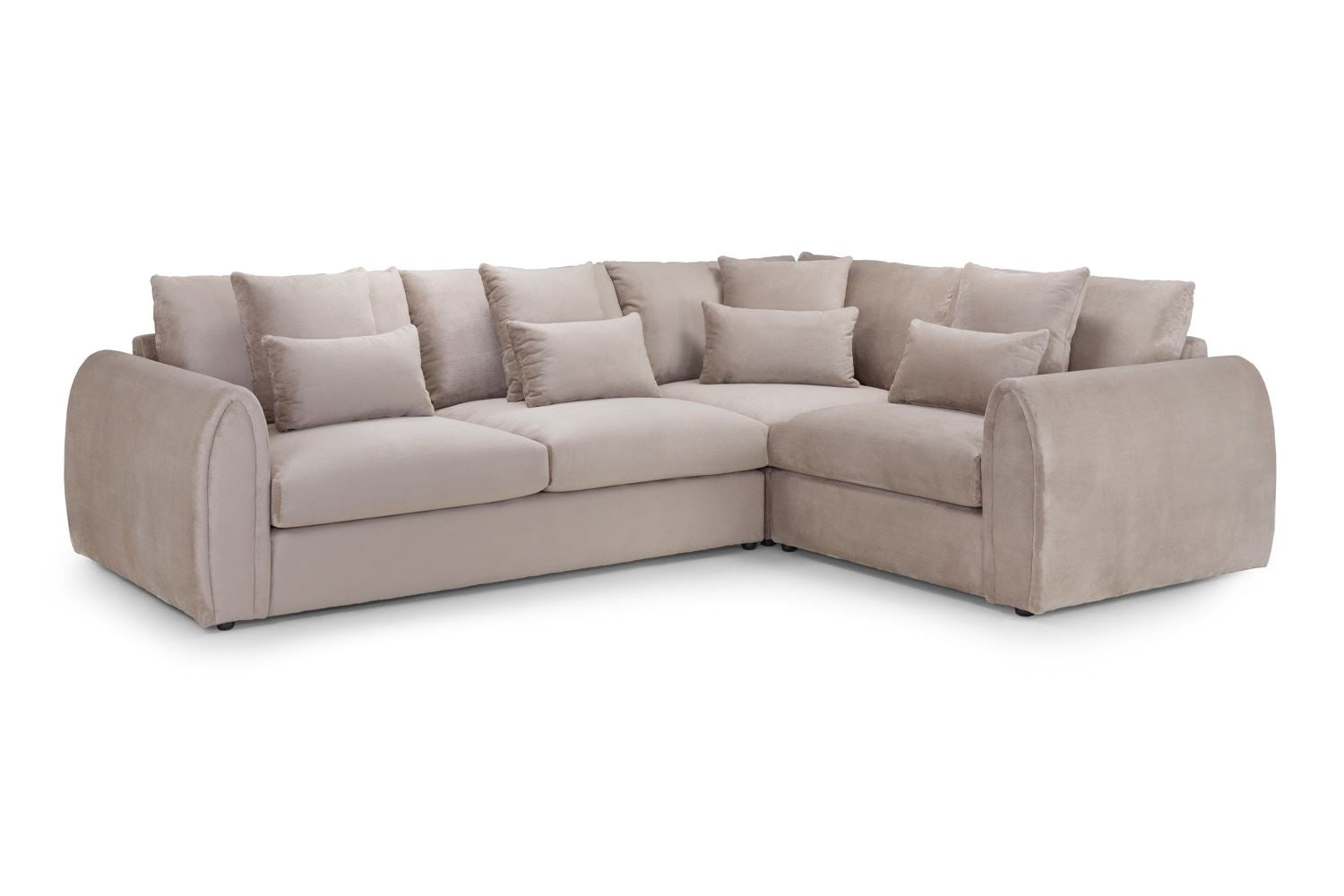 Corner Sofa - ANDREW Velvet Right Hand Corner Sofa Mocha 305cm - Sofa So Good