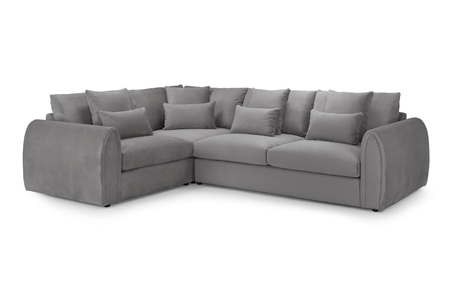 Corner Sofa - ANDREW Velvet Left Hand Corner Sofa Grey 305cm - Sofa So Good