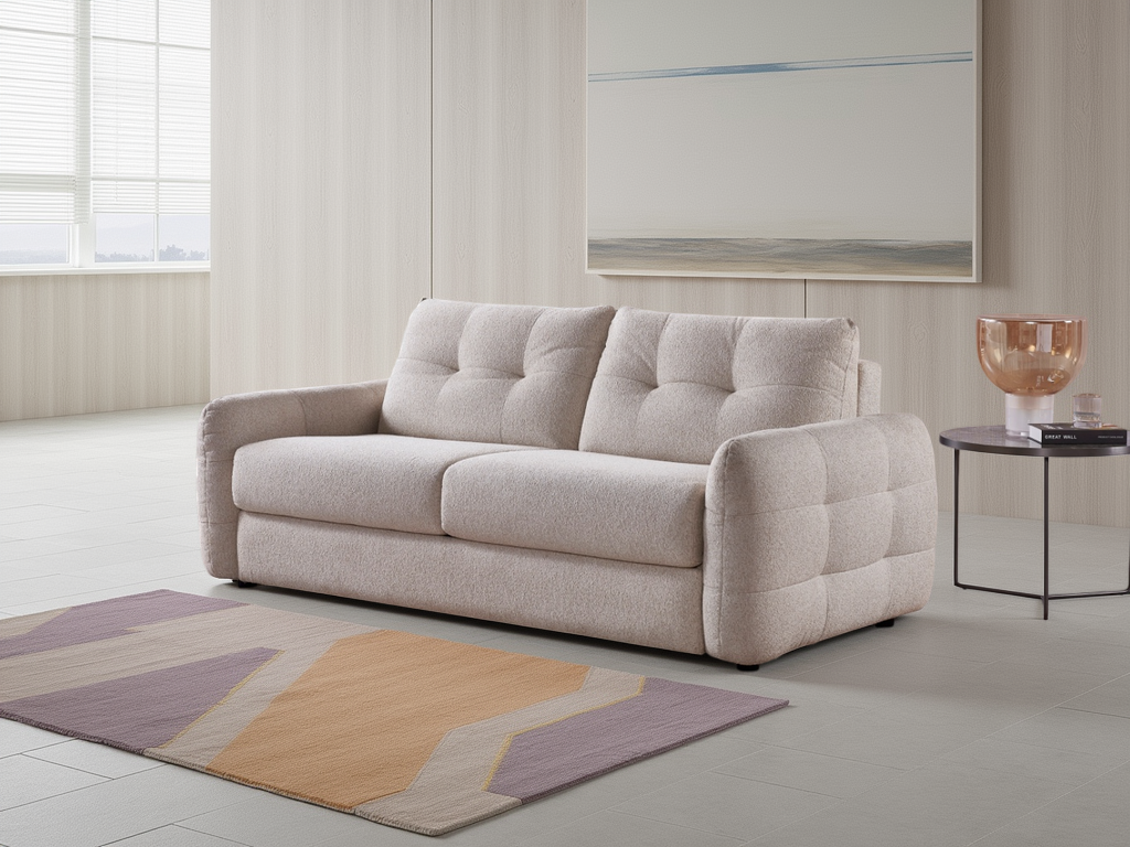 JUVANO Fabric 3 Seater Sofabed - Beige - Sofa So Good