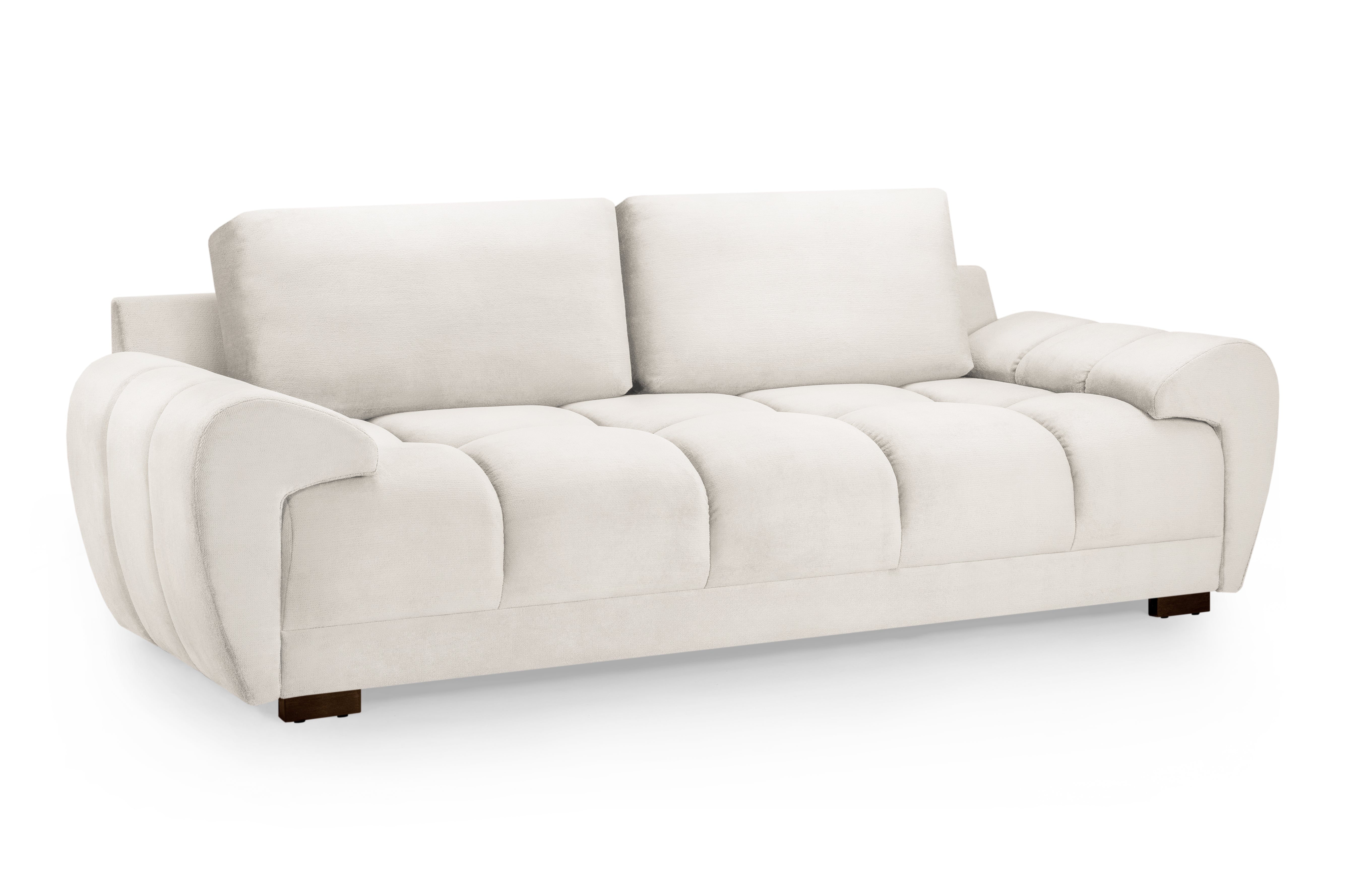 3 Seater Sofa - SUSAN Plush Velvet 3 Seater Sofa Cream 245cm - Sofa So Good