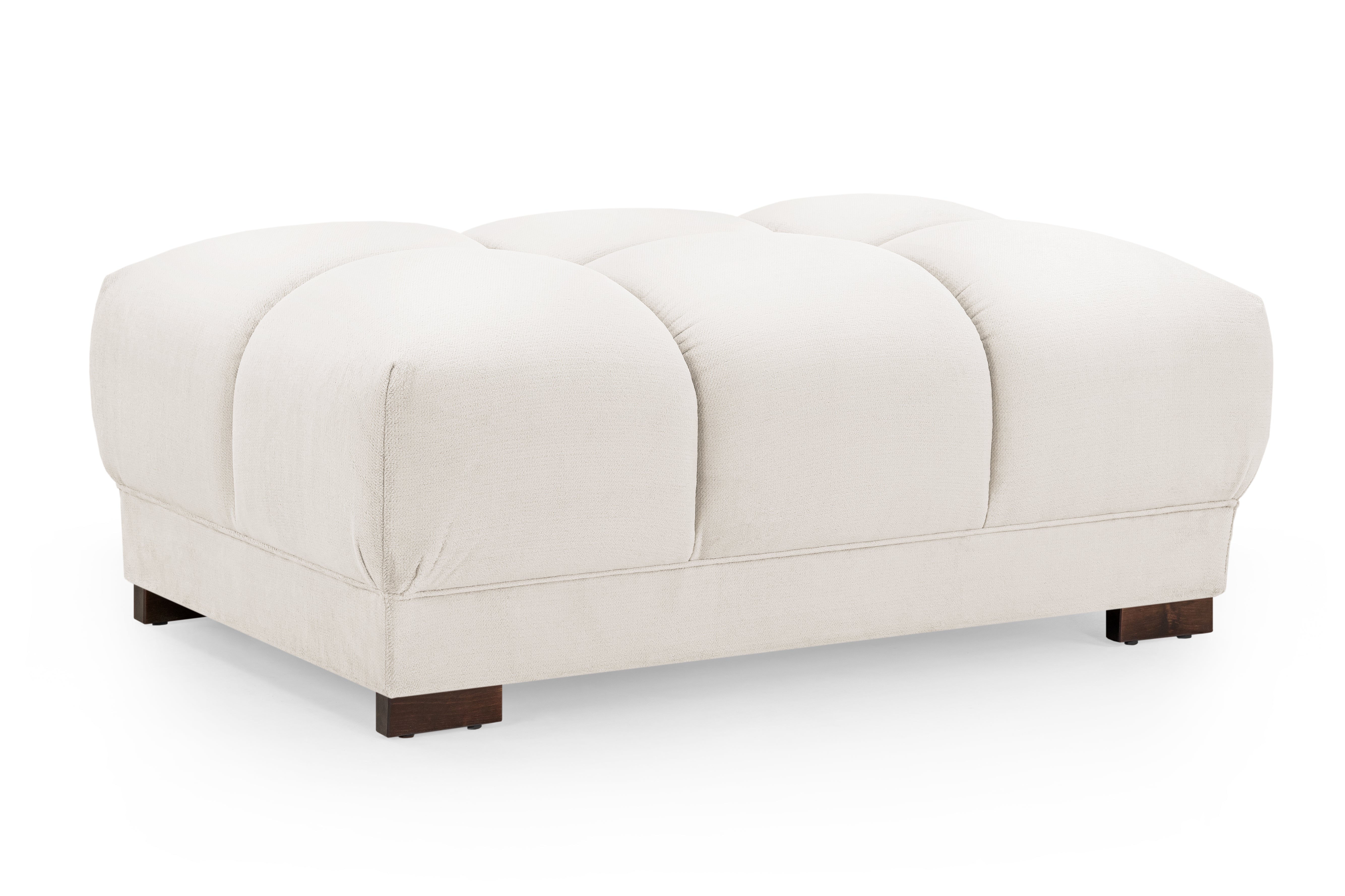 Footstool - SUSAN Plush Velvet Foostool Cream 125cm - Sofa So Good