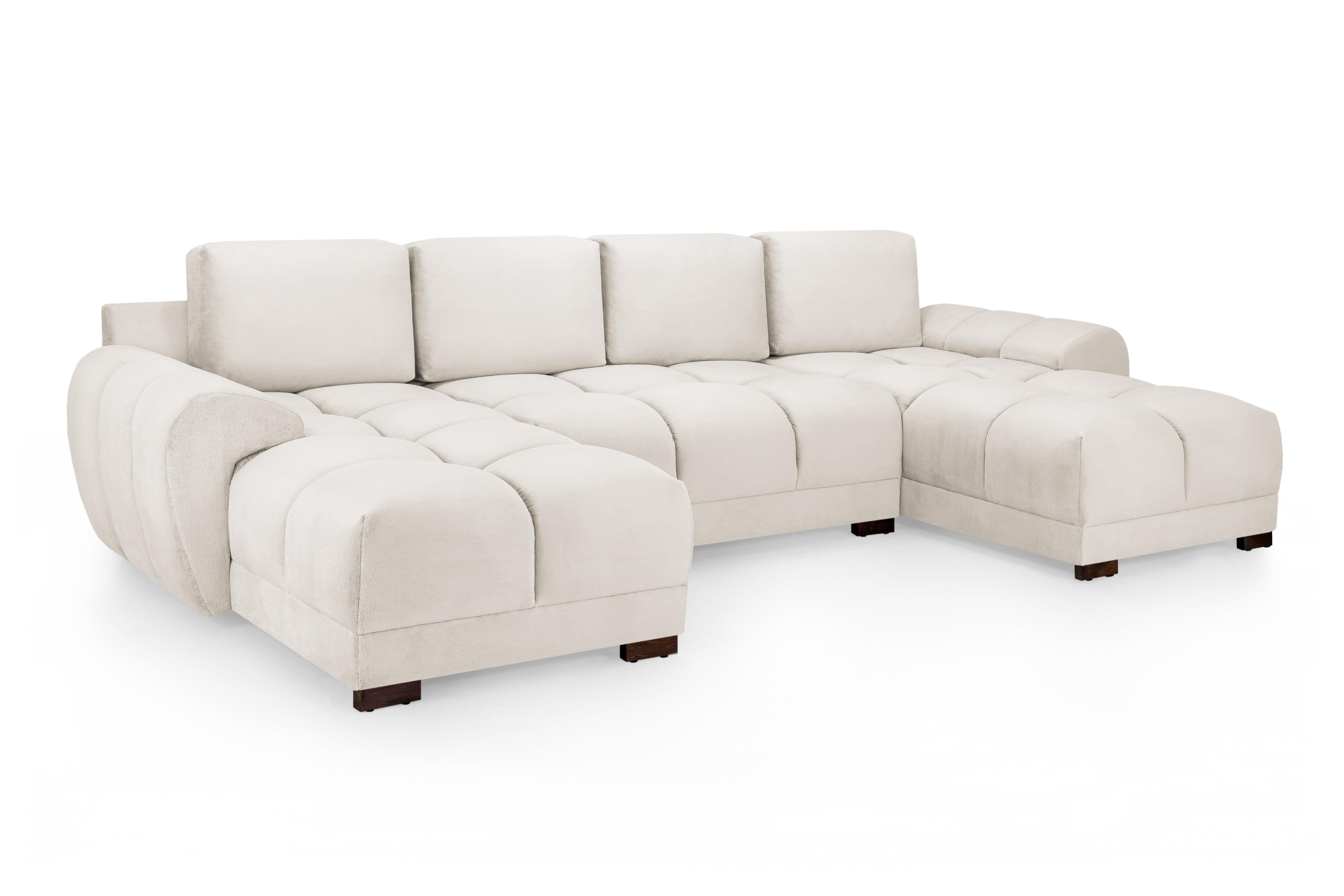 Corner Sofa - SUSAN Plush Velvet U Shape Corner Sofa Cream 330cm - Sofa So Good