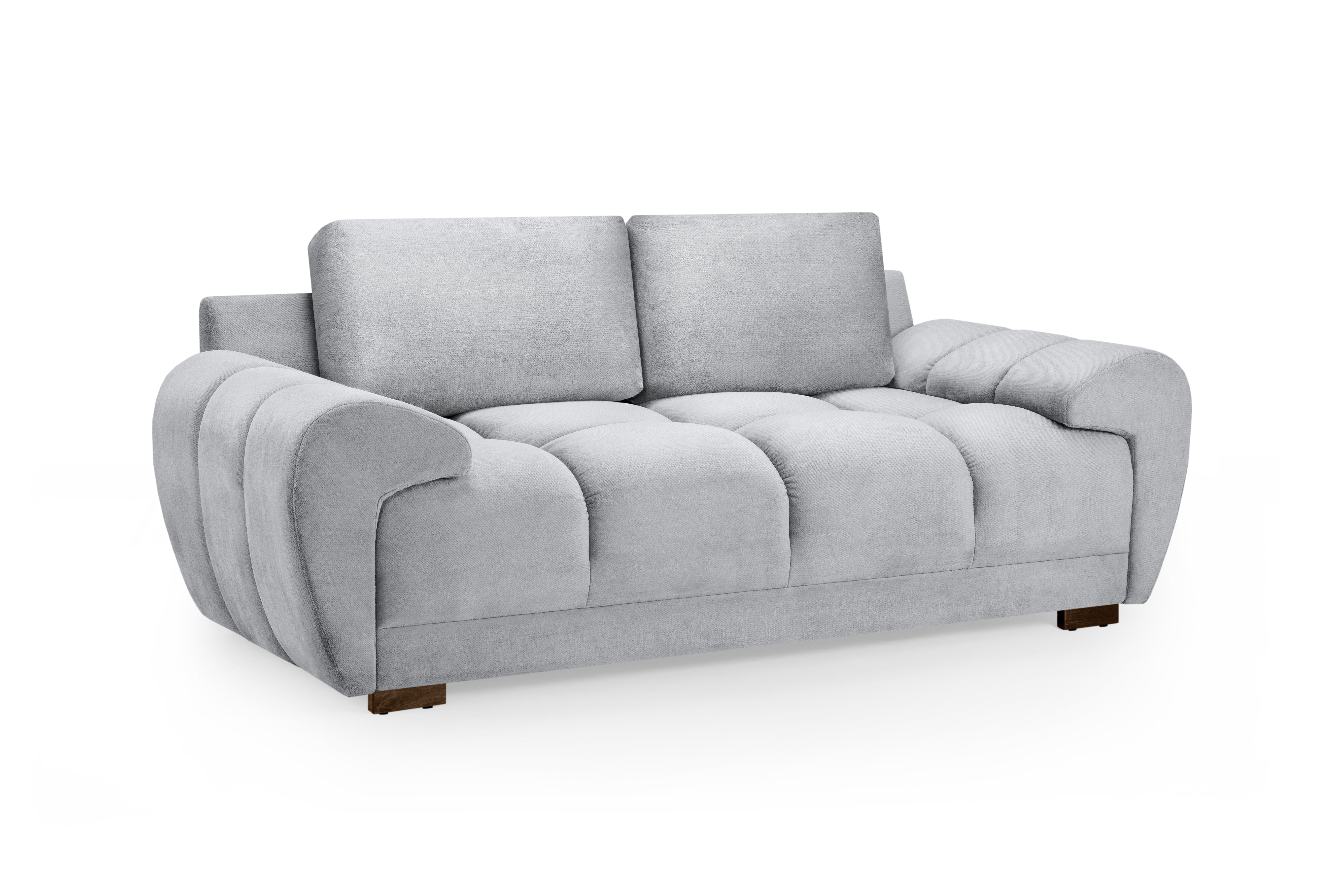 2 Seater Sofa - SUSAN Plush Velvet 2 Seater Sofa Grey 205cm - Sofa So Good