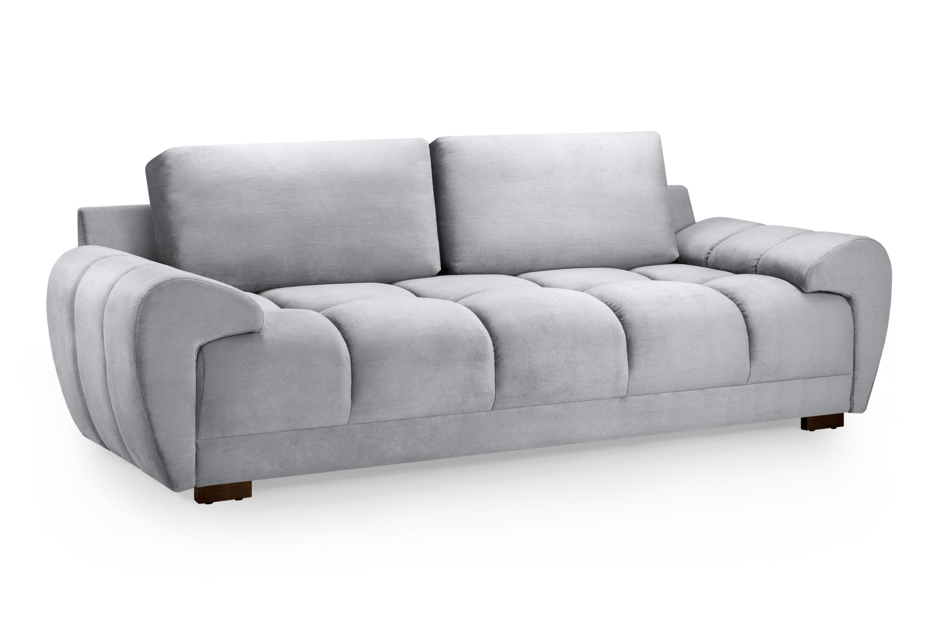 3 Seater Sofa - SUSAN Plush Velvet 3 Seater Sofa Grey 245cm - Sofa So Good