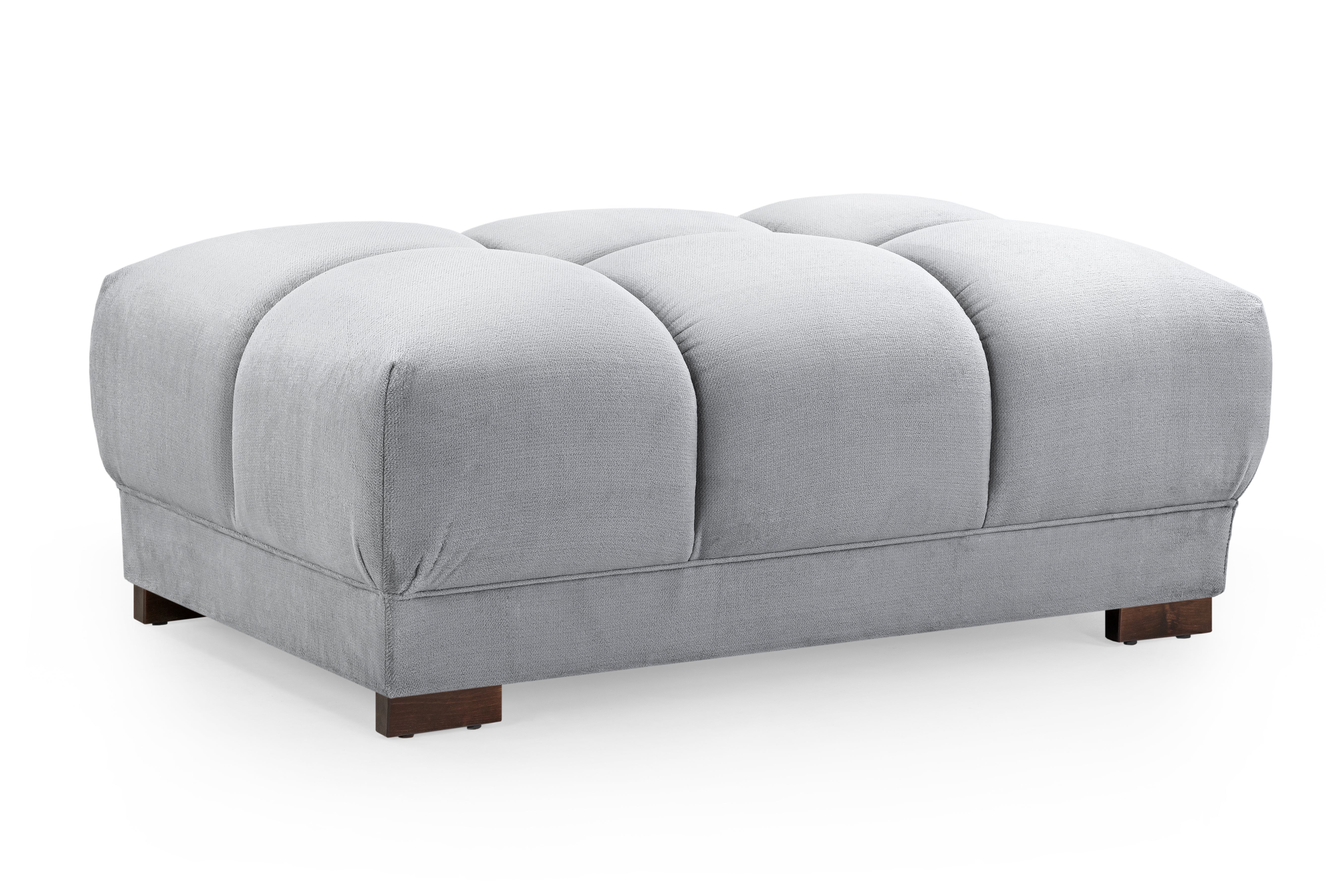 Footstool - SUSAN Plush Velvet Foostool Grey 125cm - Sofa So Good
