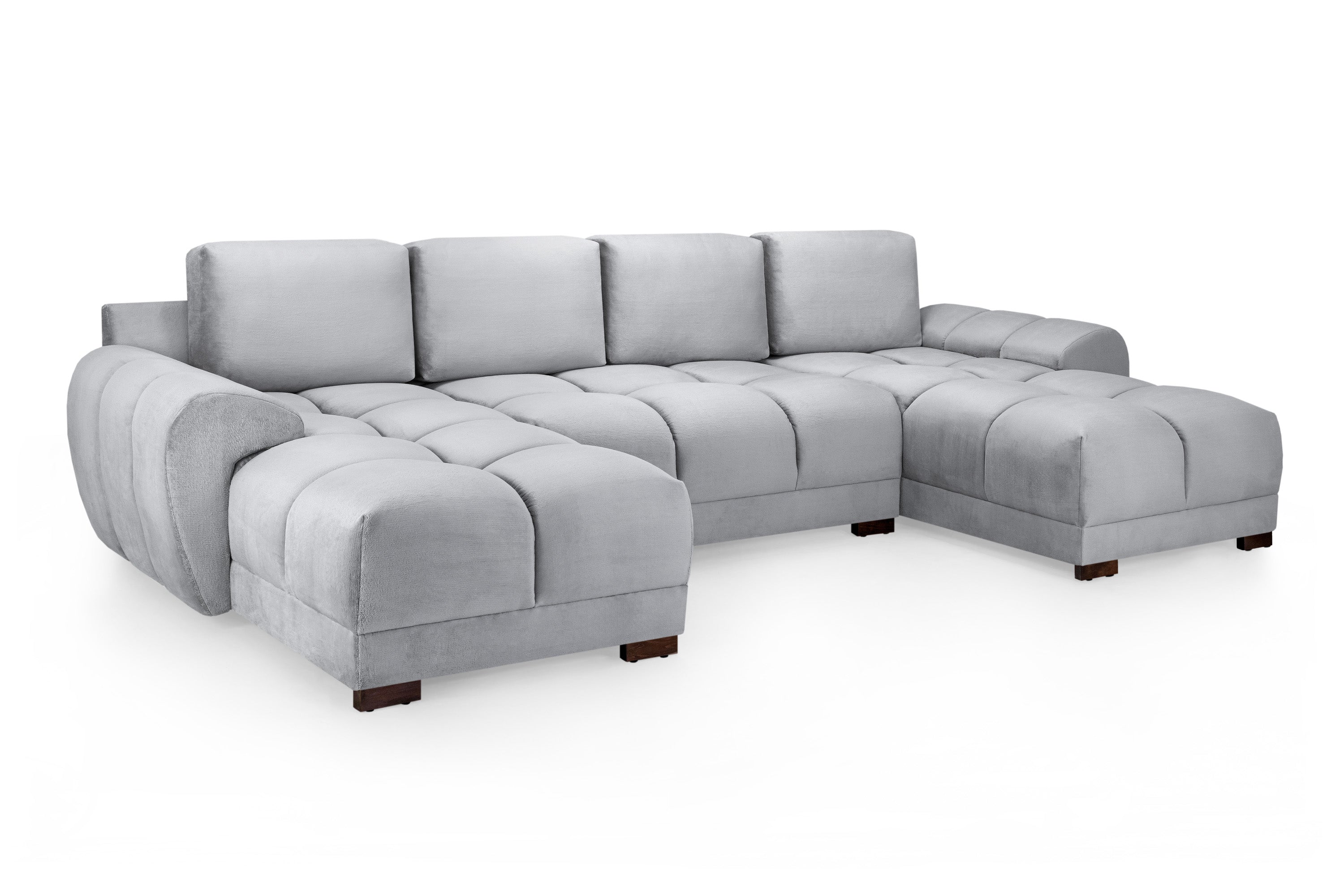 Corner Sofa - SUSAN Plush Velvet U Shape Corner Sofa Grey 330cm - Sofa So Good