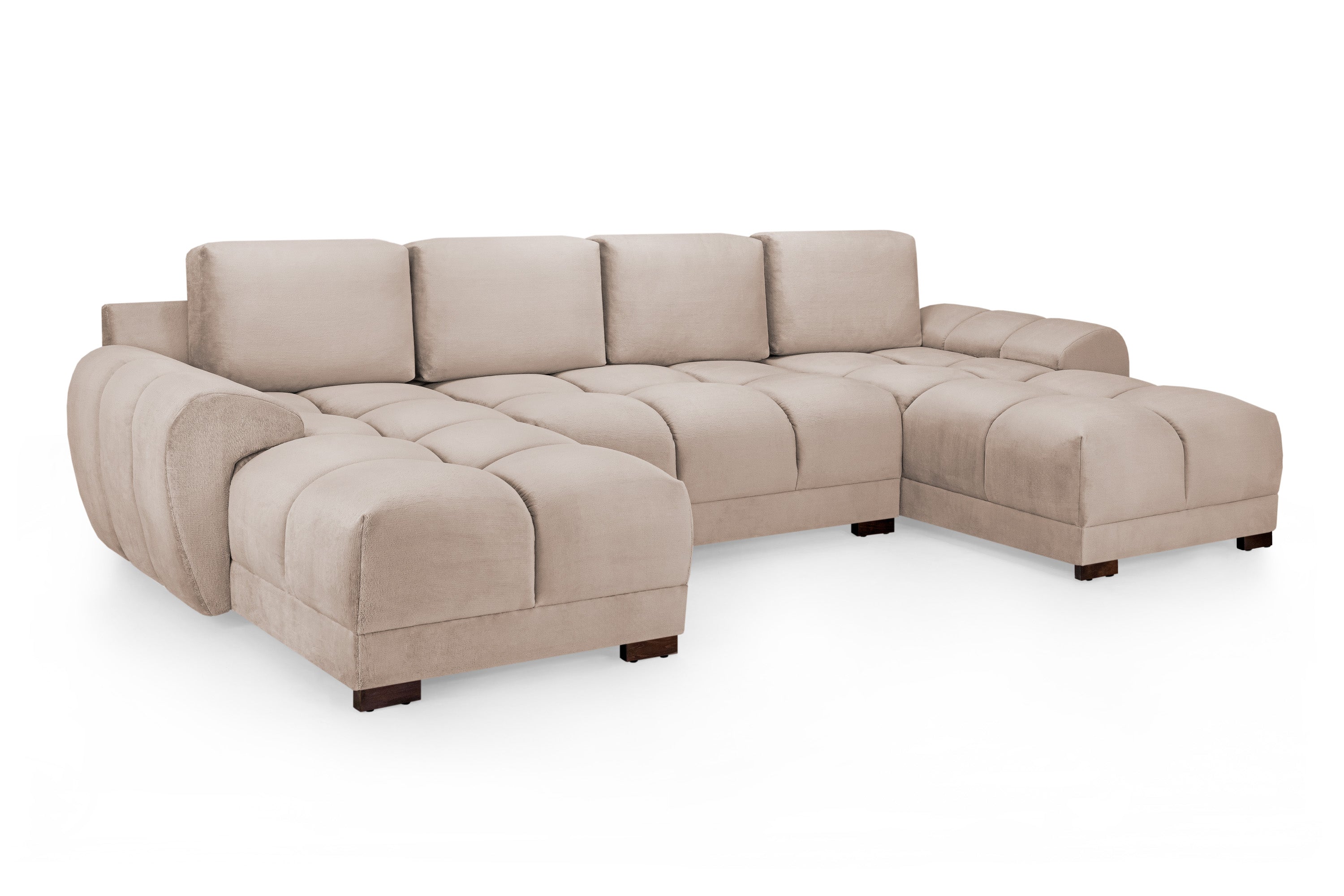 Corner Sofa - SUSAN Plush Velvet U Shape Corner Sofa Mocha 330cm - Sofa So Good