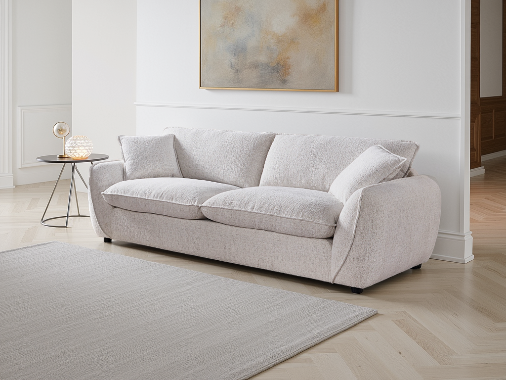 CARVELLO Fabric 3 Seater Sofa - Beige - Sofa So Good
