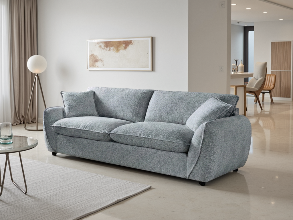 CARVELLO Fabric 3 Seater Sofa - Grey - Sofa So Good