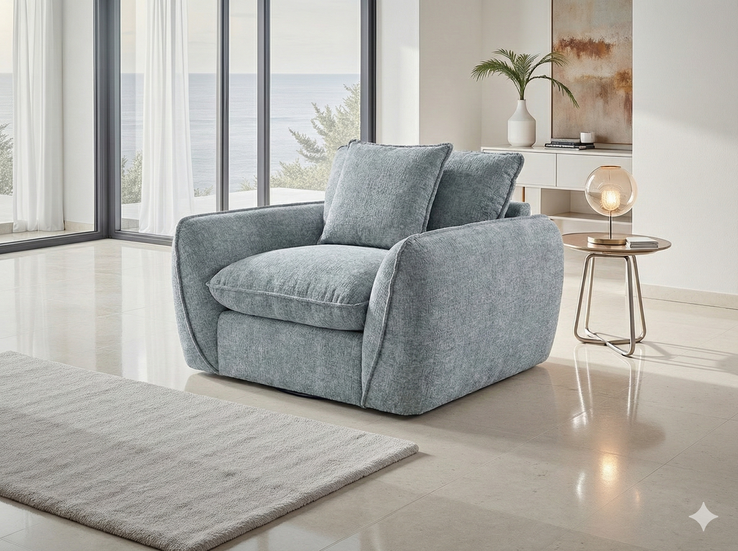 CARVELLO Fabric Armchair - Grey - Sofa So Good