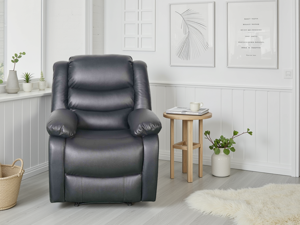 ASHBYNE Faux Leather Armchair - Black - Sofa So Good