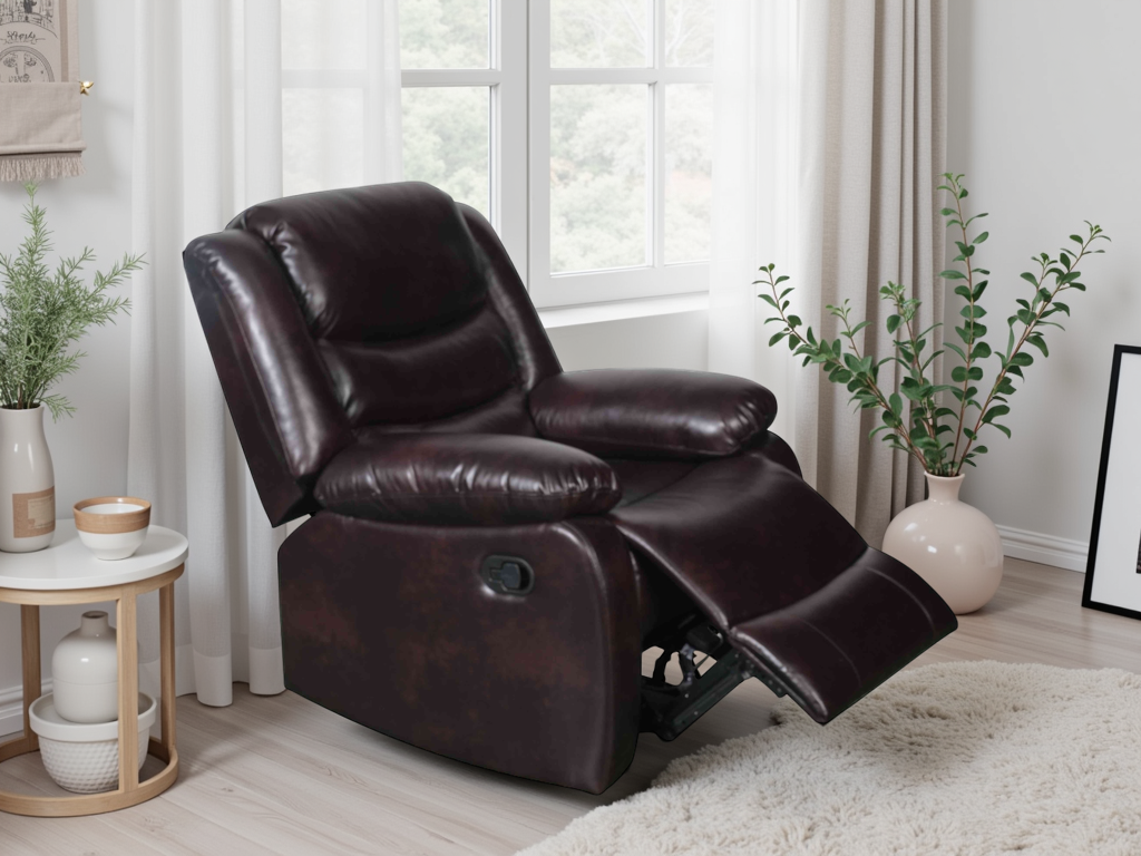 ASHBYNE Faux Leather Armchair - Brown - Sofa So Good