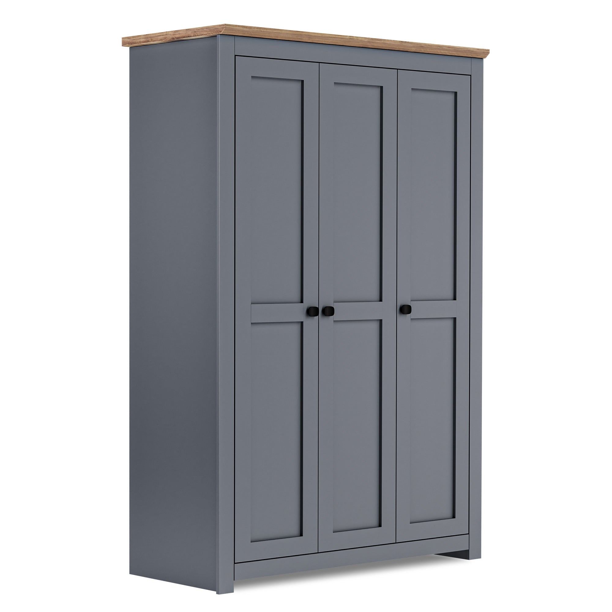 MILANA 3 Door Wardrobe Grey - 119cm - Avellino & Wells